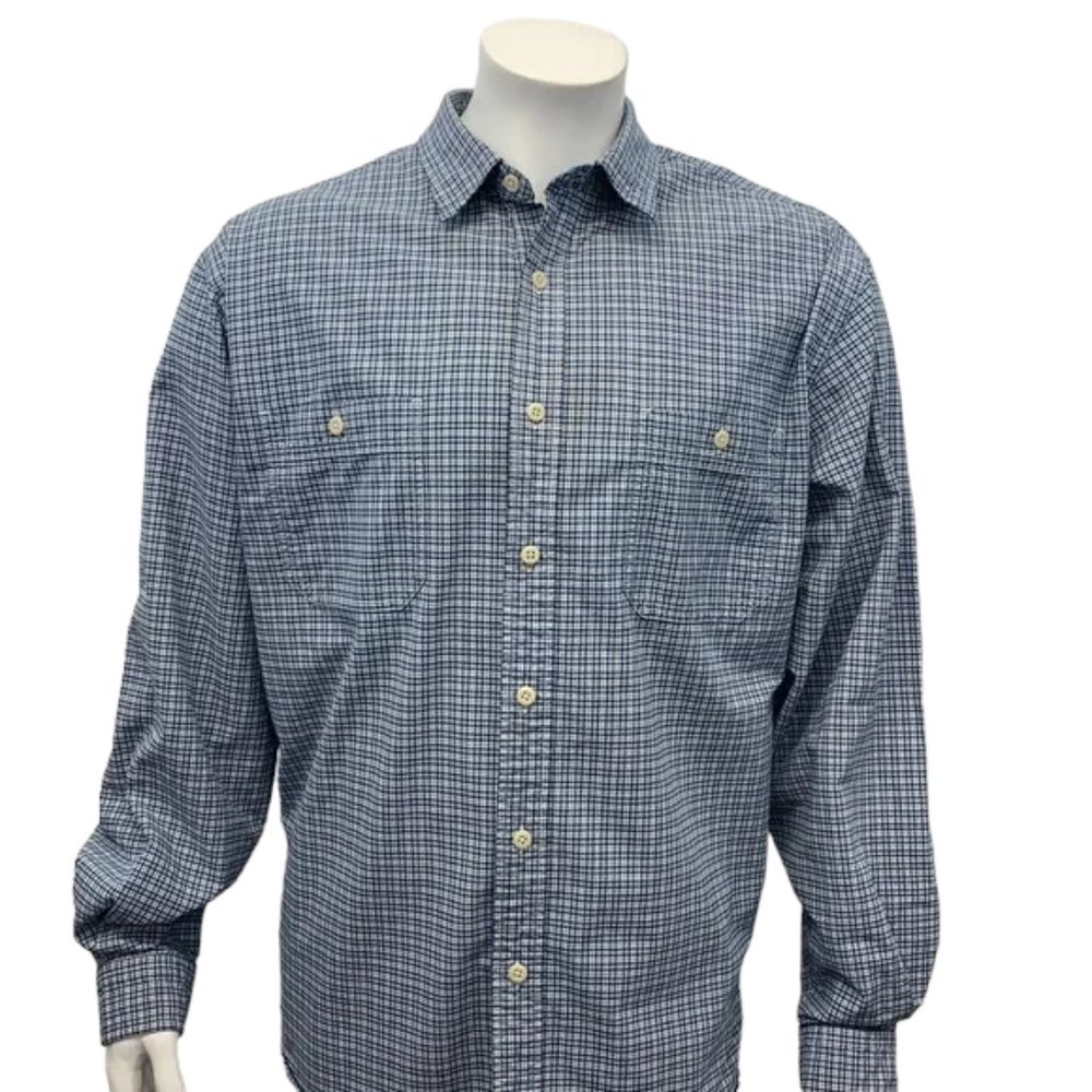 Abercrombie & Fitch Men’s Outdoor Reliable Goods Blue Plaid Long Sleeve Shirt LG